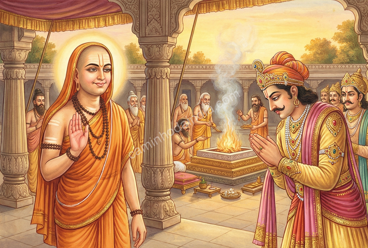 astika-abencoando-janamejaya-apos-encerrar-sarpa-satra Astika abençoando Janamejaya após convencê-lo a parar o Sarpa Satra