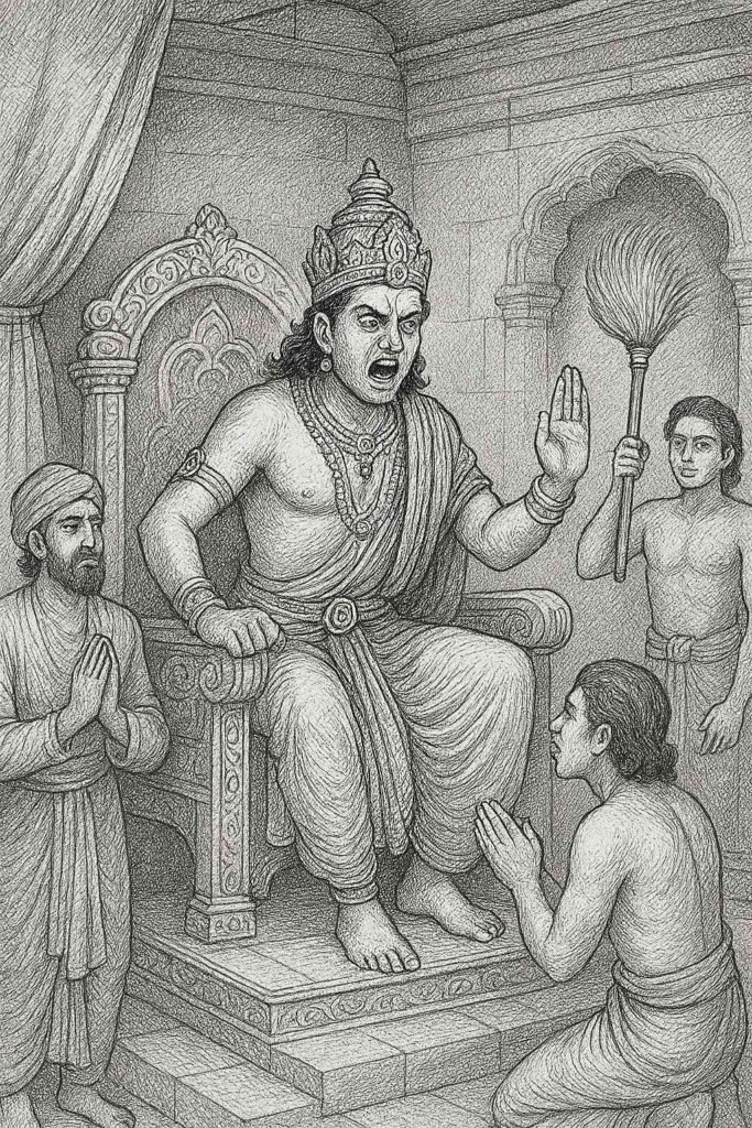 deus-indra-irritado-sobre-mahabali Indra, o rei dos deuses, irritado ao ouvir sobre Mahabali