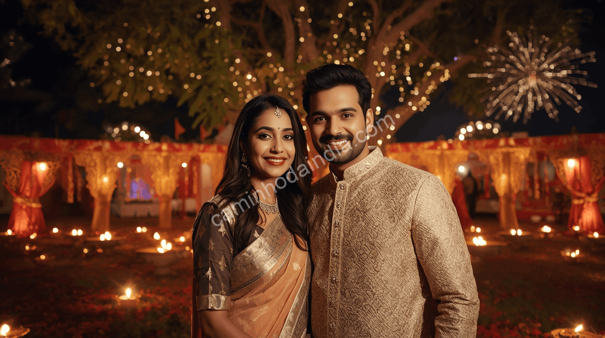 Durante Diwali, grandes quantidades de roupas, acessórios, utensílios domésticos e itens decorativos são vendidos nos mercados indianos