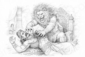 Avatar de Vishnu Narasimha matando Hiranyakashipu