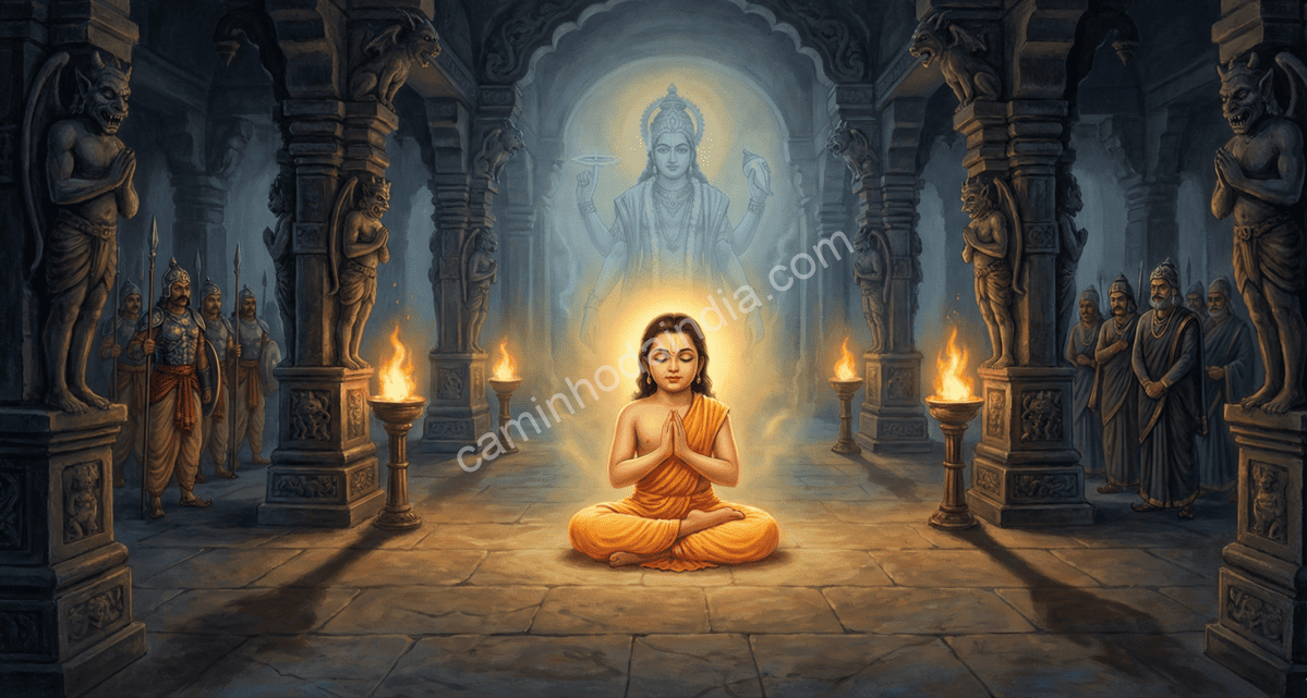 prahlada-orando-a-vishnu Prahlada ora com devoção profunda ao Senhor Vishnu