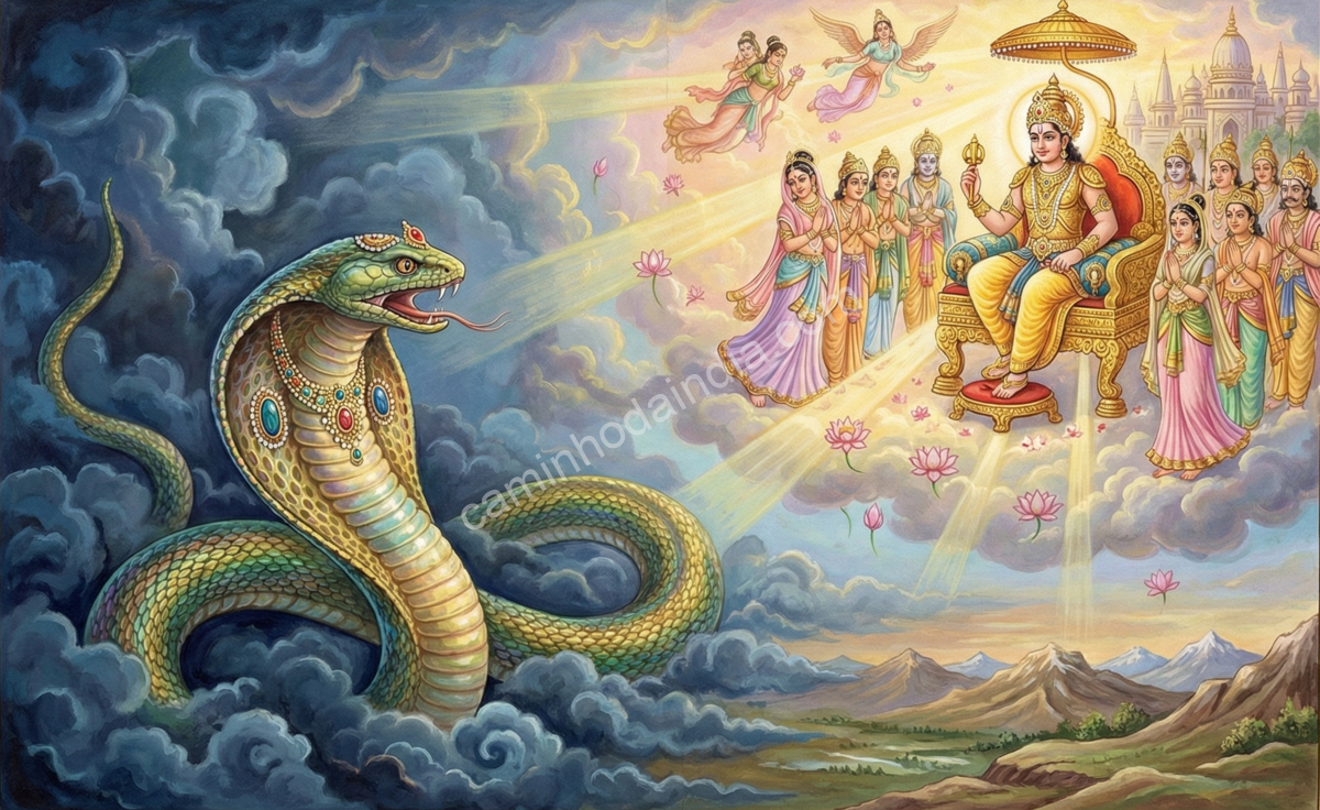 taksaka-pedindo-ajuda-a-indra Takshaka pedindo ajuda a Indra para escapar do Sarpa Satra