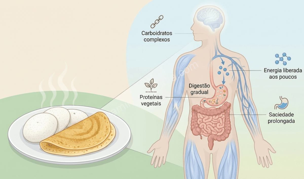 Idli e dosa como café da manhã nutritivo à base de arroz e lentilhas no sul da Índia