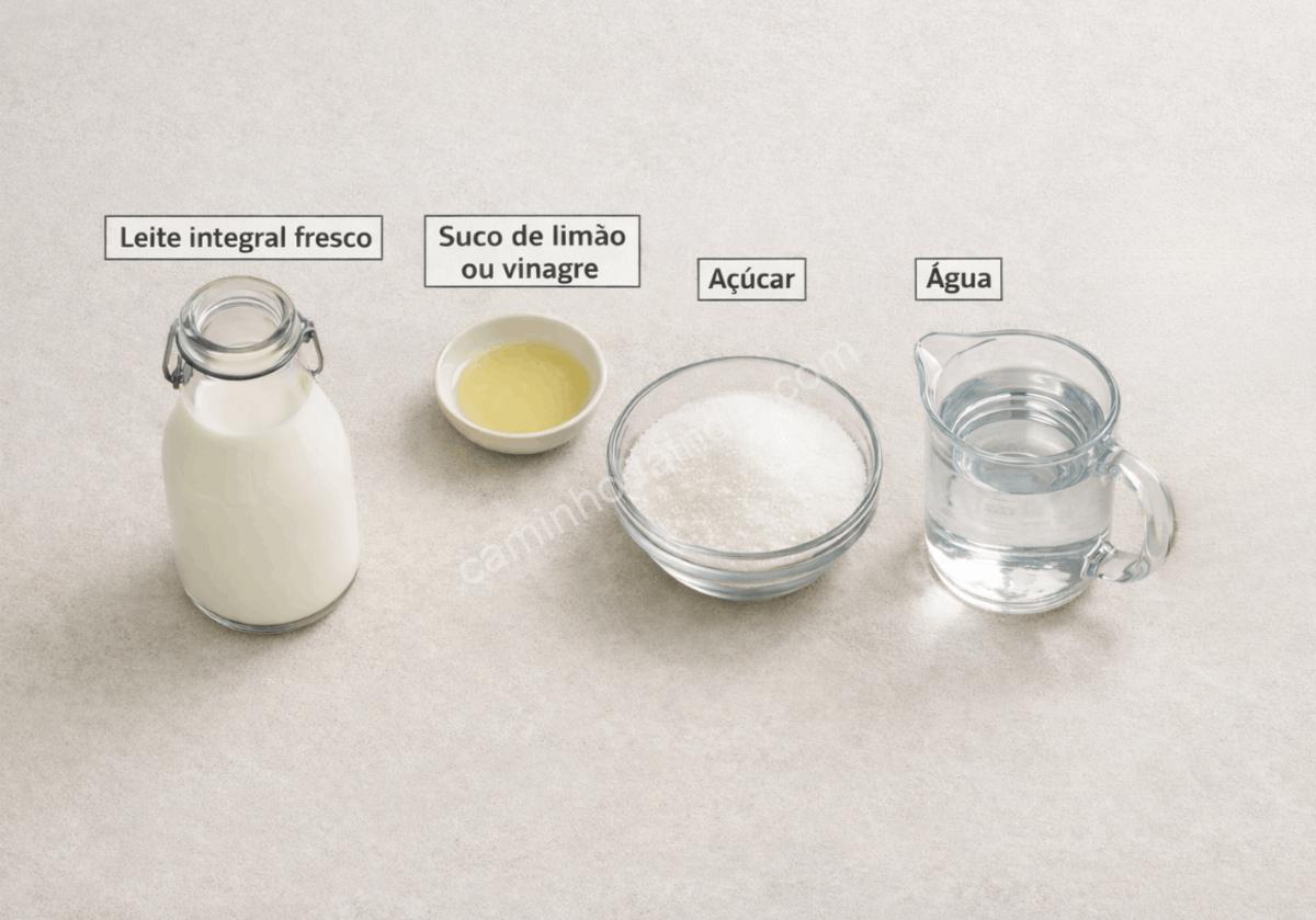 Ingredientes tradicionais para o preparo do rasgulla