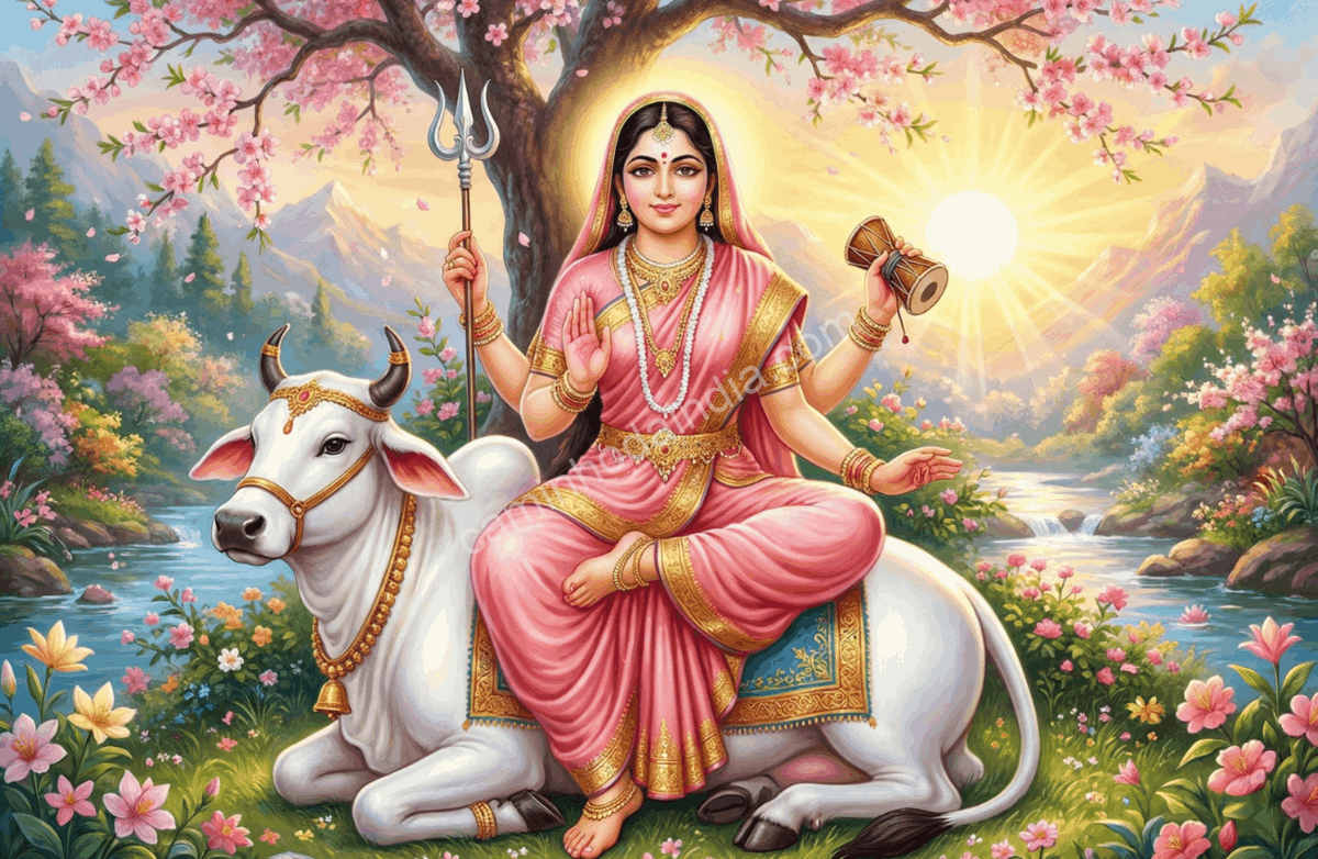 Mahagauri, a oitava forma da Deusa Durga, símbolo de pureza e serenidade