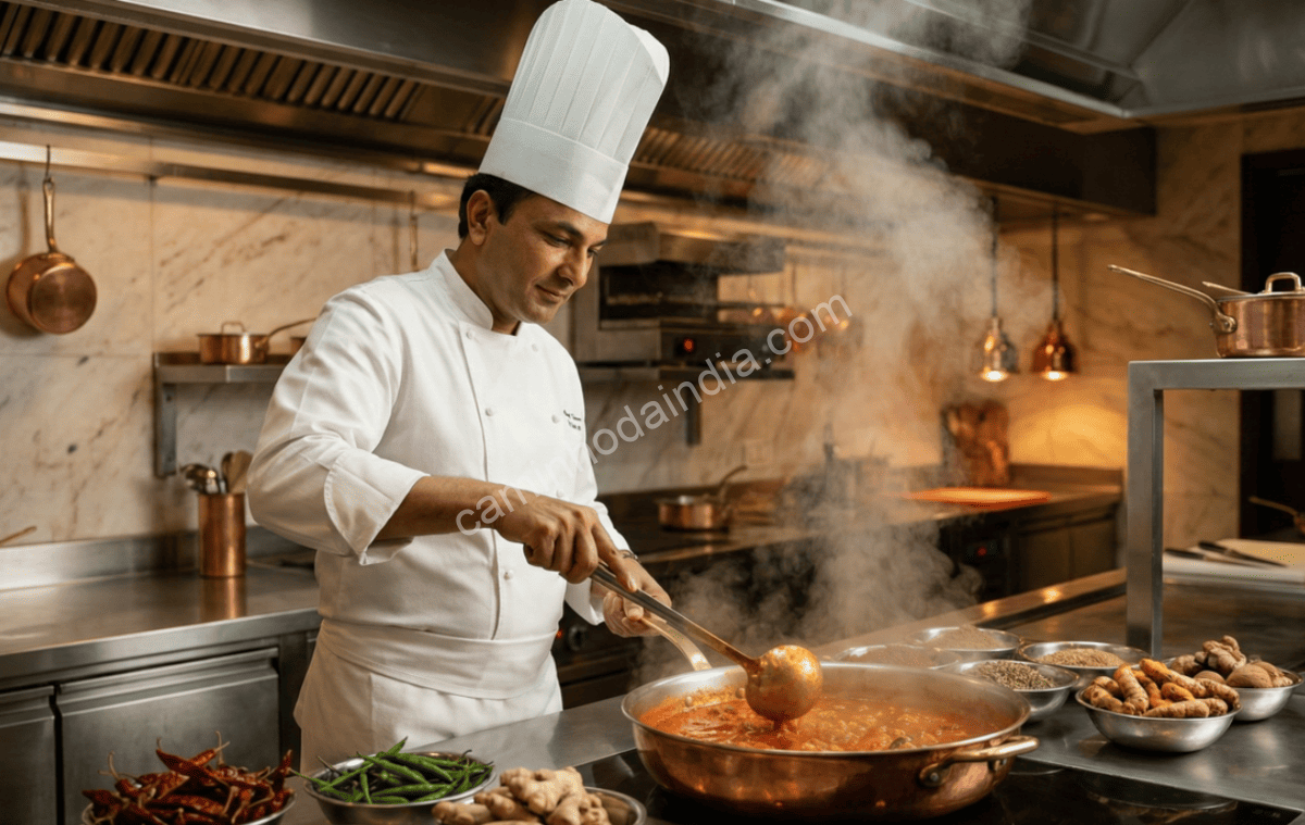 Uso cotidiano de pimentas na culinária indiana em curries, chutneys e lanches de rua