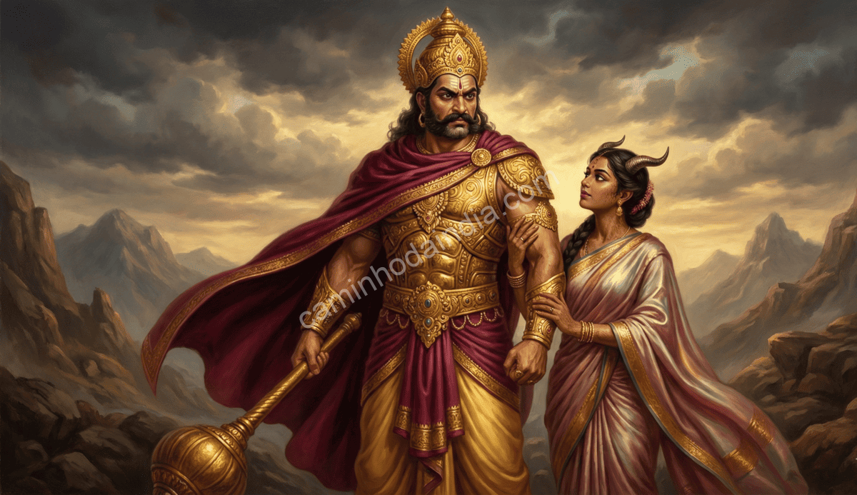 Rei demônio Rambha ao lado de sua esposa Shyamala