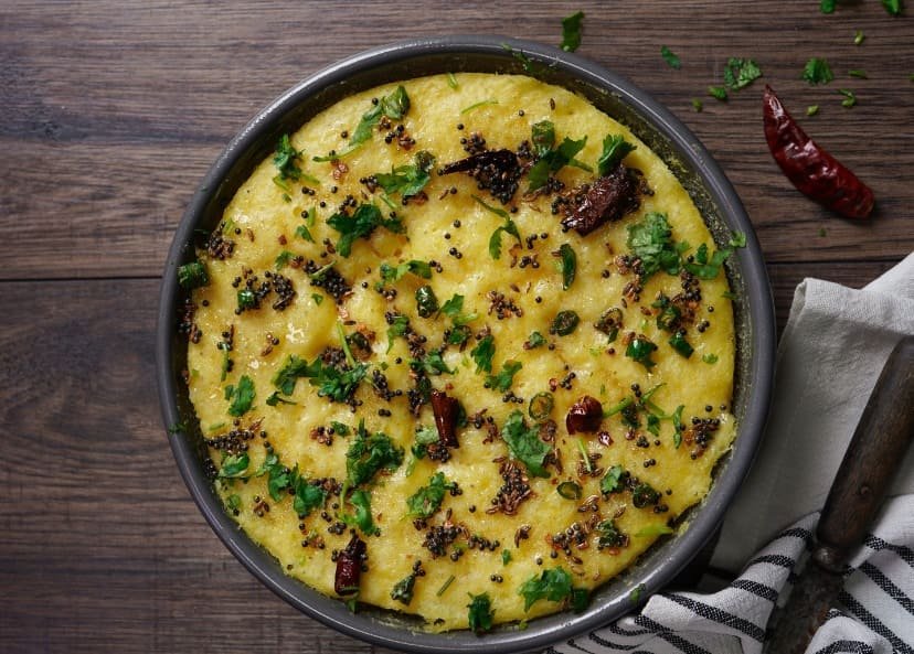 dhokla-estilo-pizza dhokla indiano