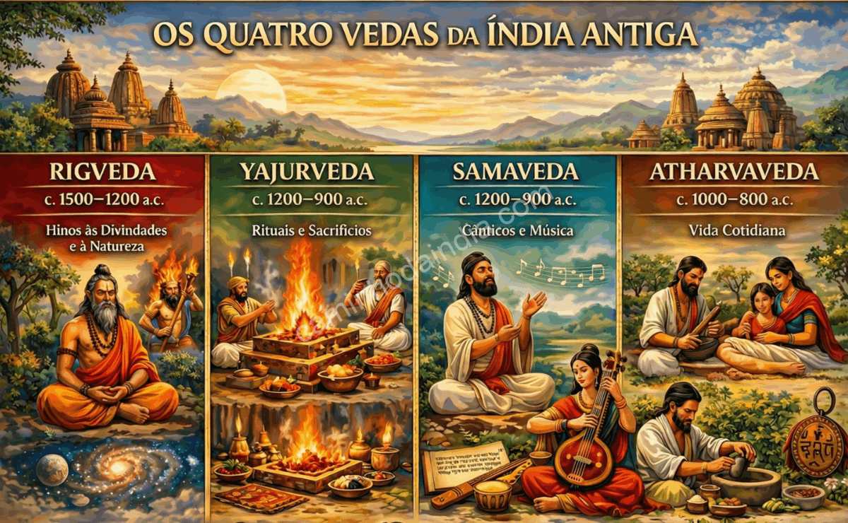 vedas-origem-sanscrito-vedico-idade-vedica Os Vedas, textos mais antigos da tradição sânscrita, preservados por transmissão oral na Índia antiga.