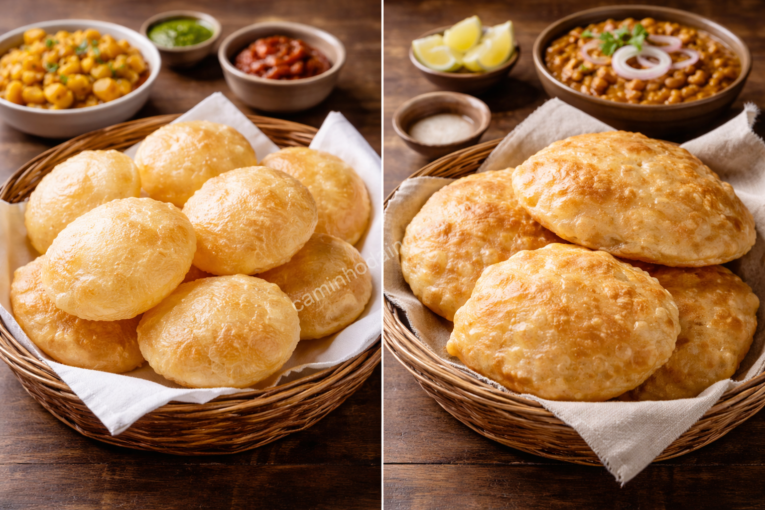 Diferença entre puri e bhature, dois pães fritos tradicionais da culinária indiana