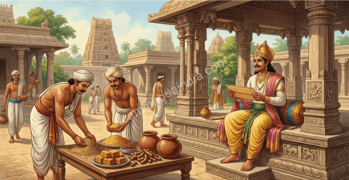 No poema Amuktamalyada, composto por Krishnadevaraya por volta de 1517, durante o Império Vijayanagara, há referências à organização de ingredientes usados no preparo de pratos como o sambar