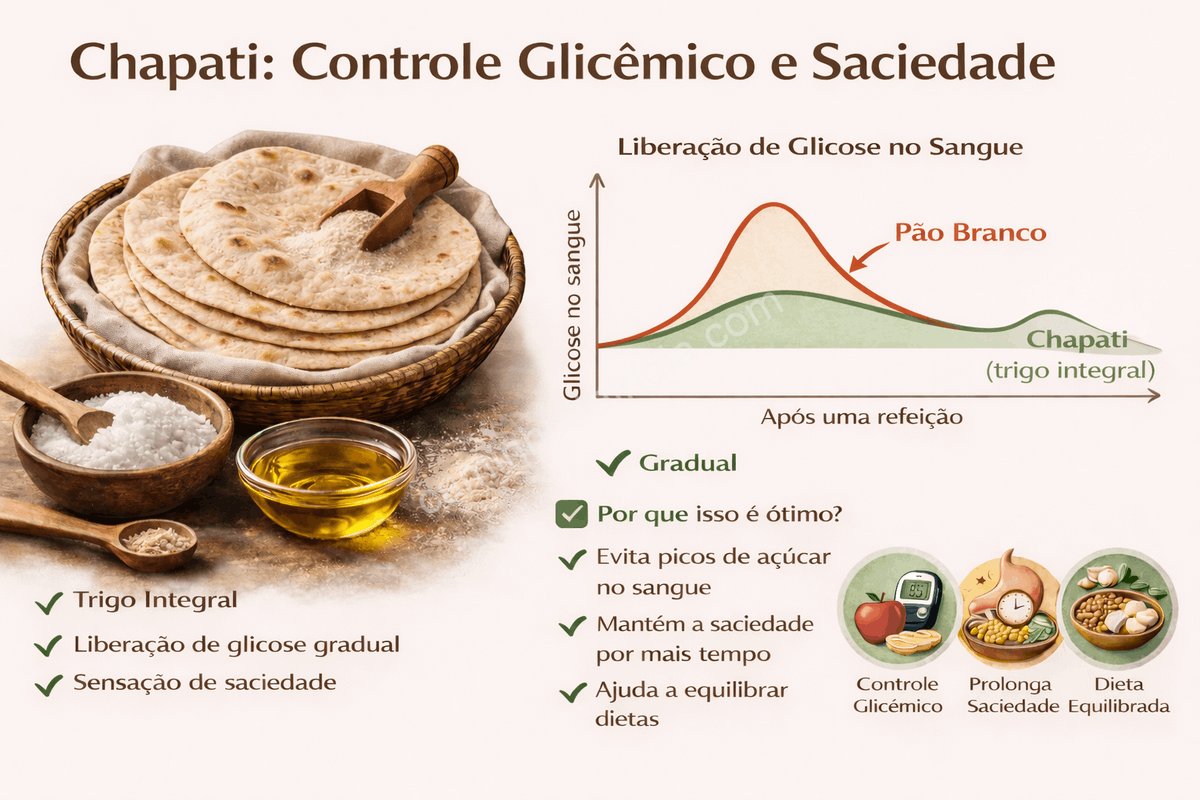 chapati-indice-glicemico-baixo-trigo-integral Chapati de trigo integral com baixo índice glicêmico e digestão lenta