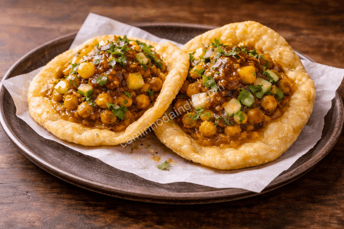 doubles-indo-trinidadiano-semelhante-chole-bhature Prato indo-trinidadiano doubles, semelhante ao chole bhature da Índia