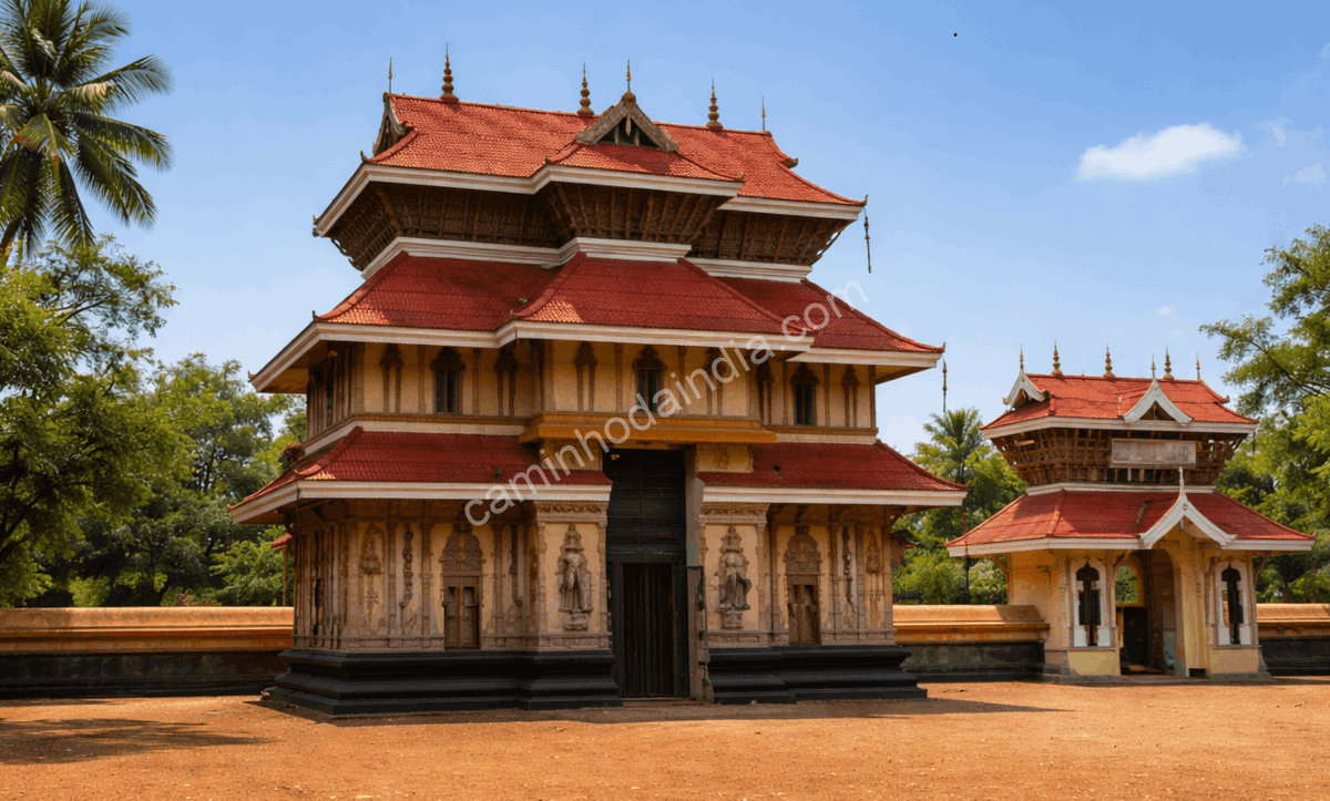Templo Choorakkottukavu Bhagavathy em Thrissur, Kerala, dedicado à deusa Bhagavathy