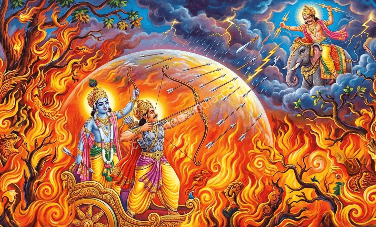 arjuna krishna khandava indra