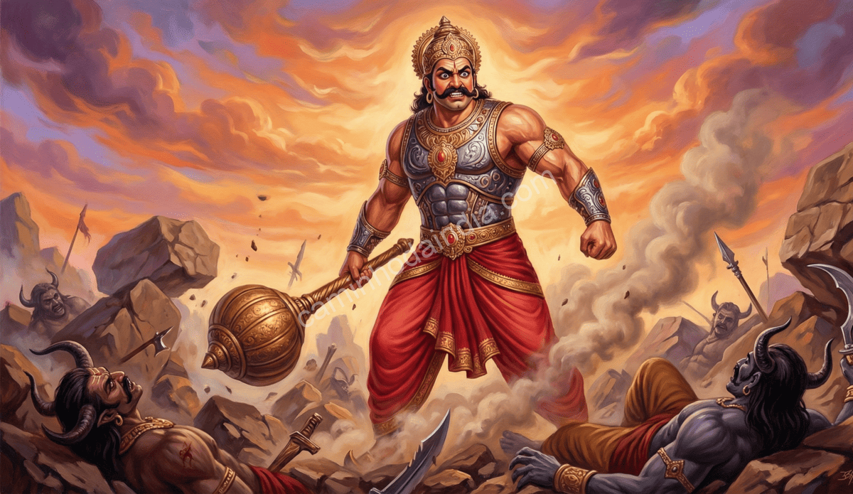 bhima-derrota-rakshasas-em-batalha Bhima Hanuman Mahabharata
