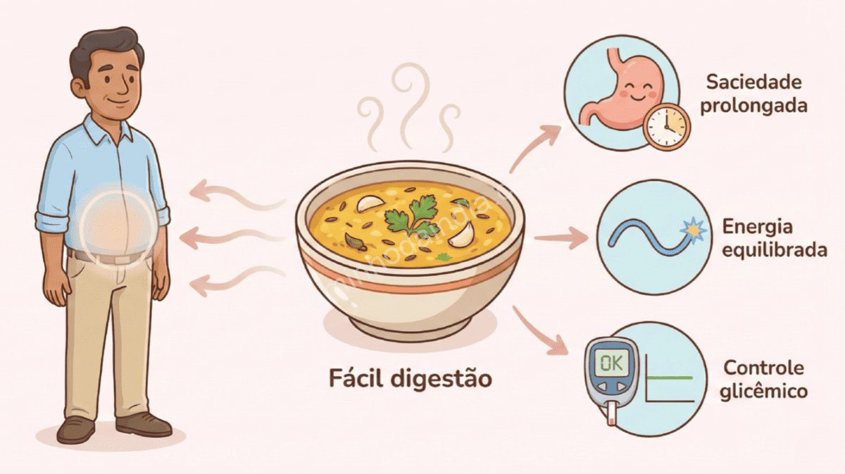 Dal Tadka bem preparado como prato leve, nutritivo e de fácil digestão
