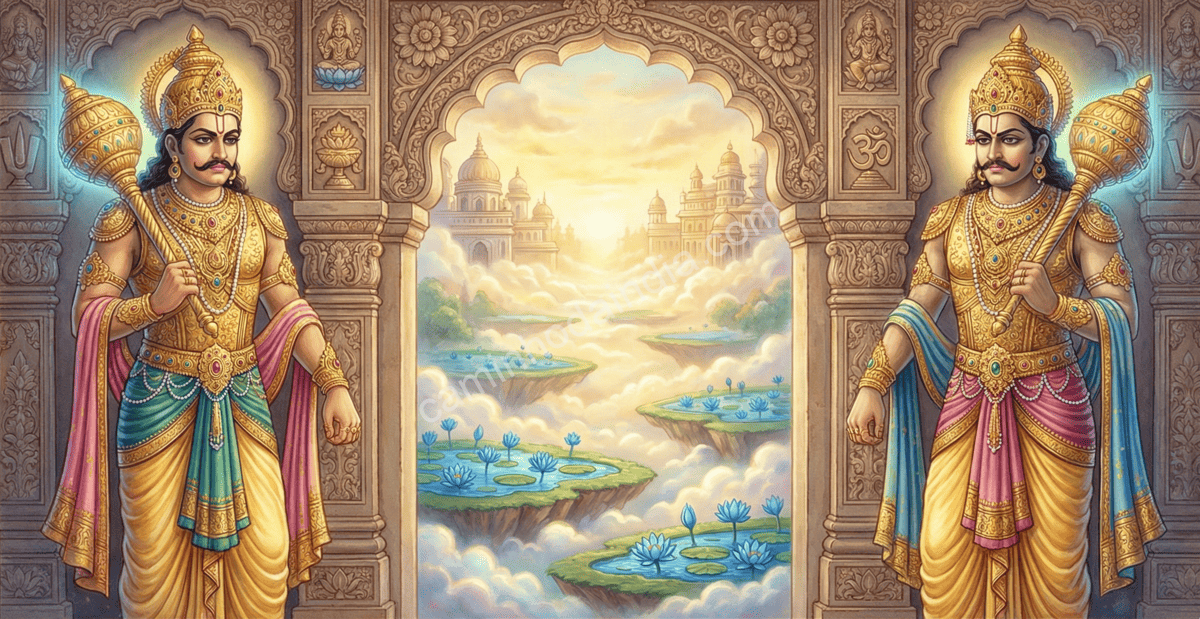 Jaya e Vijaya guardando os portões de Vaikuntha