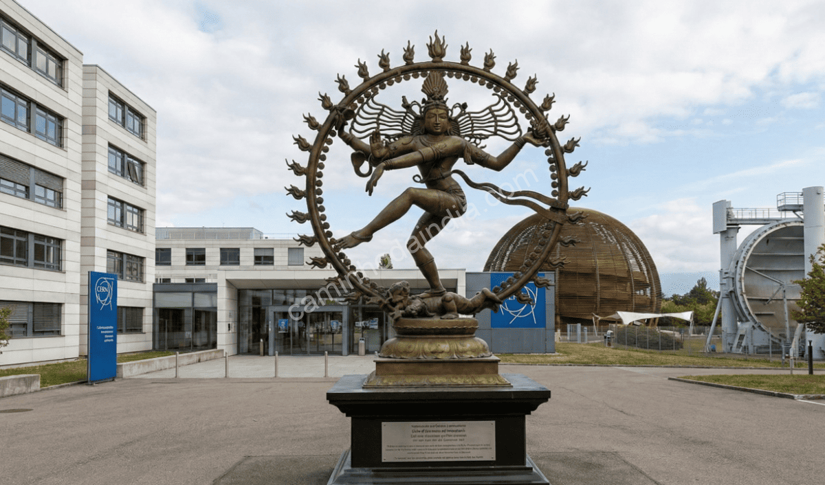 nataraja-cern-shiva-dancarino-cosmico-fisica Estátua de Nataraja no CERN simbolizando a dança cósmica de Shiva e o movimento do universo