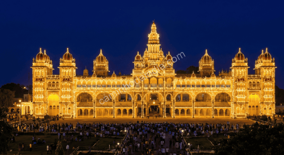 palacio-de-mysuru-iluminado-durante-vijayadashami-dasara Palácio de Mysuru iluminado durante as celebrações de Vijayadashami/Dasara