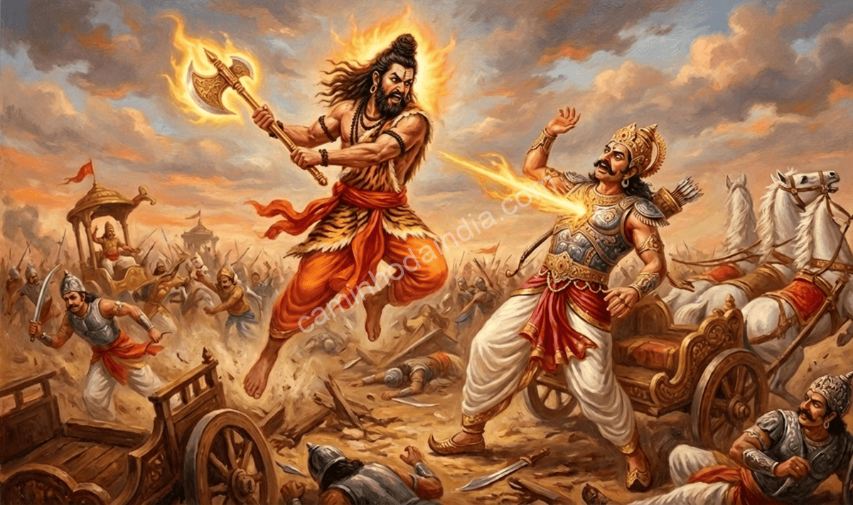 Parashurama derrotando o rei Kartavirya Arjuna em combate
