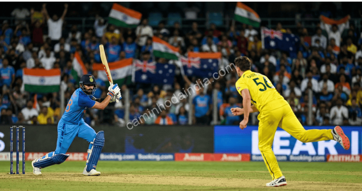 Cena de uma partida de One Day International entre Índia e Austrália