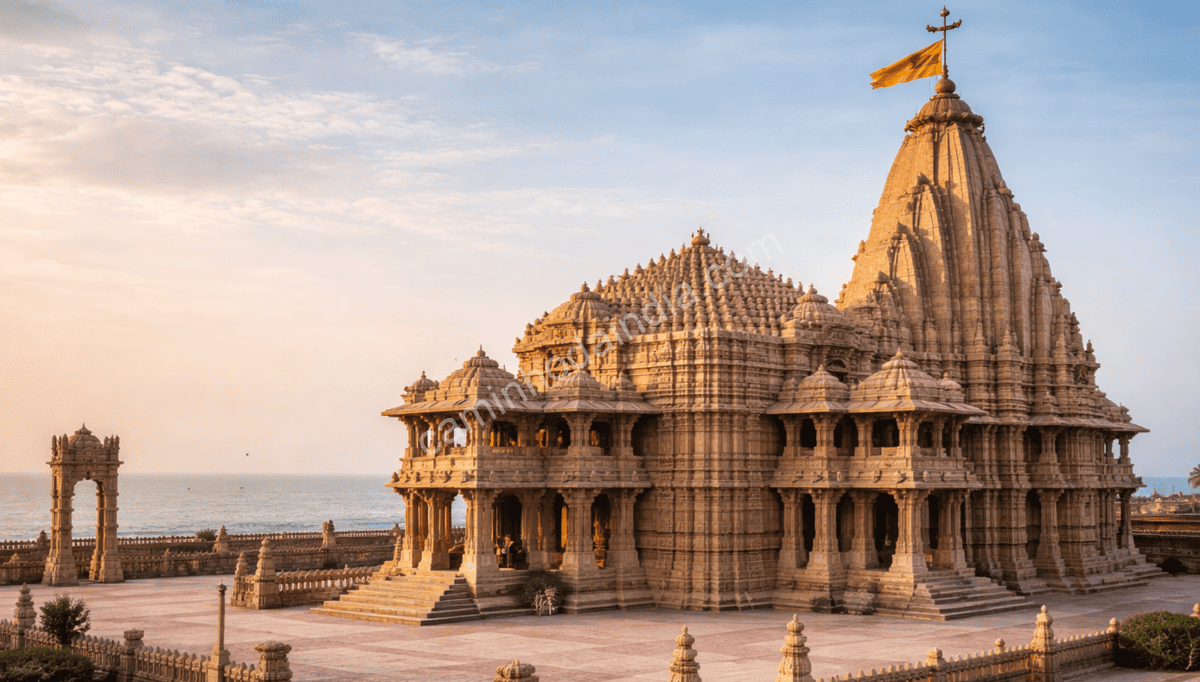 Templo de Somnath em Gujarat, um dos doze Jyotirlingas dedicados a Shiva