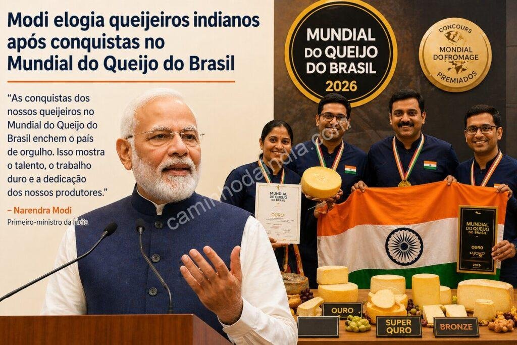 Modi elogia queijeiros indianos após conquistas no Mundial do Queijo do Brasil