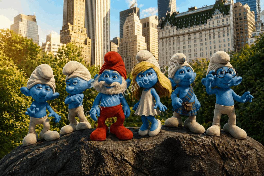 smurfs A famosa franquia de filmes dos Smurfs tem todos os seus personagens na cor azul.