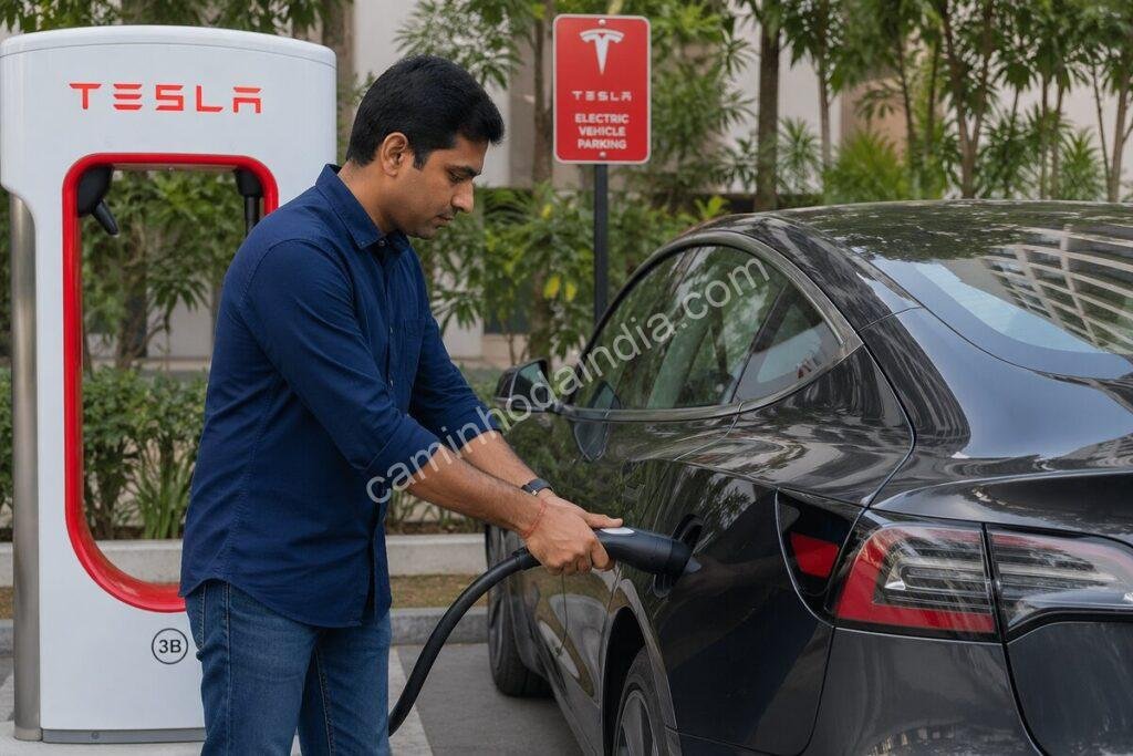 Tesla expande rede de carregamento na Índia com supercarregadores