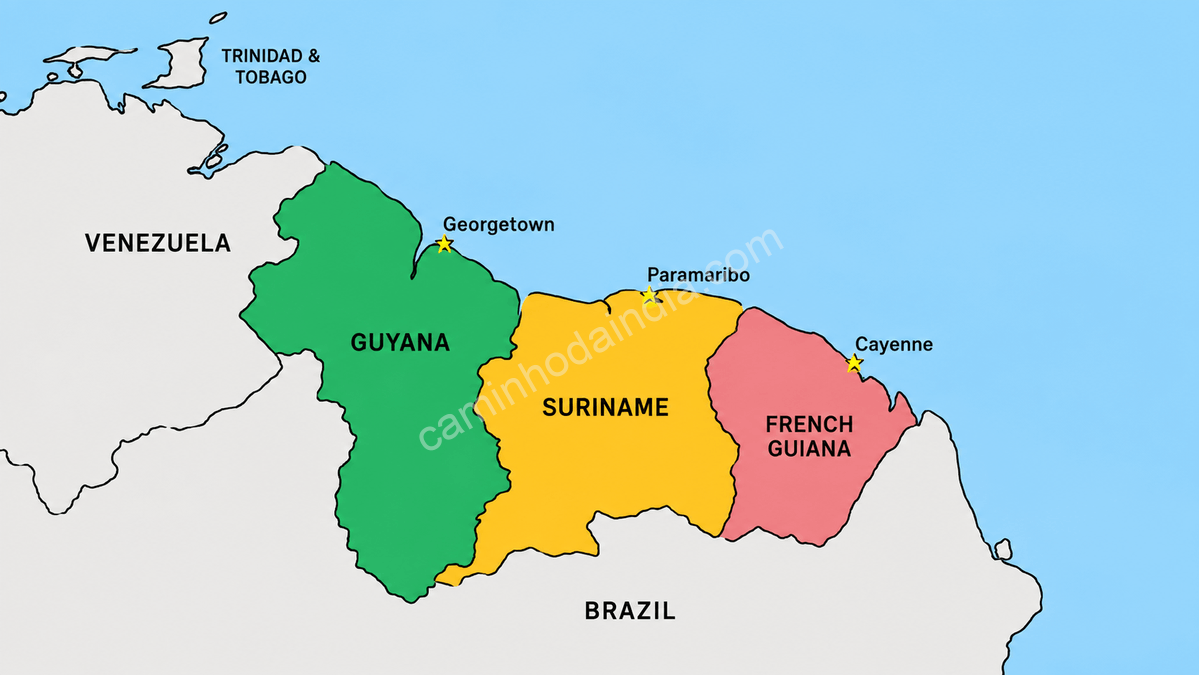 As Guianas: três territórios vizinhos no nordeste da América do Sul
